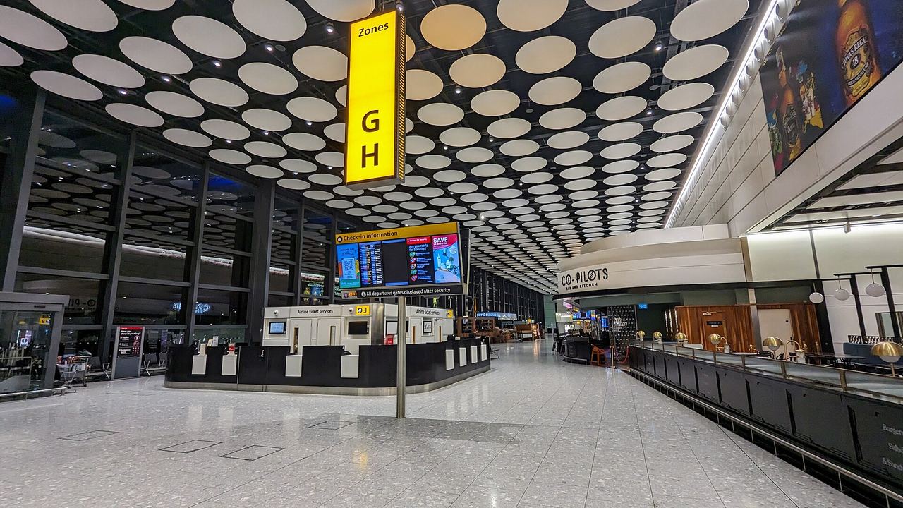 Passenger concourse inside London Heathrow Airport