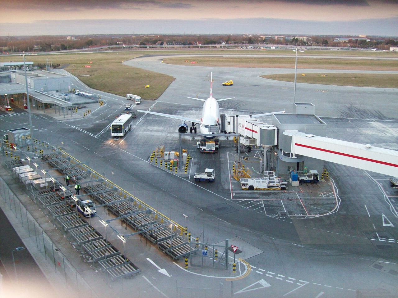 Aircraft on the apron at London Heathrow Airport